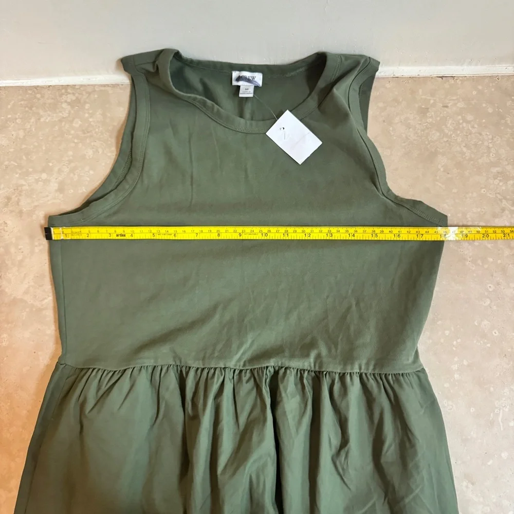 J Crew Olive Green Sleeveless Mixed Knit Midi Womens Size M Pockets Cotton - Picture 6 of 10